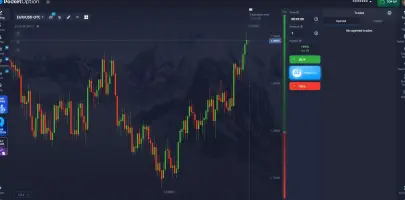 Pocket Option: Pocket Option trading screen showing a candlestick chart and order panel