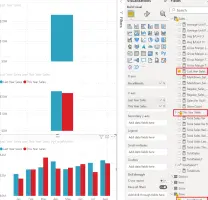 Screenshot of how to add a visual by dragging from the Fields pane.