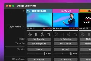 Pro Presenter: Conference presentation layers with background and IMAG previews