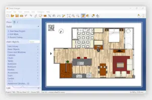 Room Arranger: Room Arranger interface displaying a furnished floor plan