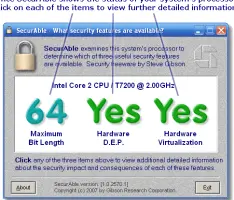 SecurAble: SecurAble showing processor security features and hardware virtualization status