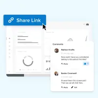 Snagit Share Link feature displays a shared capture with comments and collaboration tools.