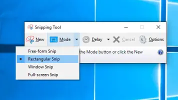 Snipping Tool mode options