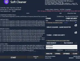 Soft Cleaner: Soft Cleaner dashboard displaying temporary files and analysis results
