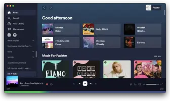 Spotify with Comfy theme — a rounded, cozy interface with soft colors