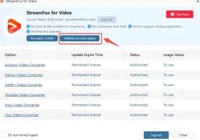 Kontostatus aktualisieren | Streamfox für Video-Benutzerhandbuch