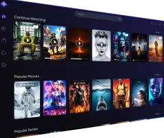 Stremio: Streaming home screen with continue watching and popular movie rows