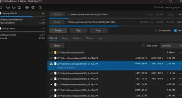 Teracopy: File transfer queue with progress bars and a file list