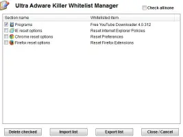 Ultra adware killer whitelist