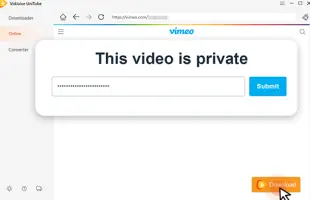 VidJuice UniTube: Private video page with password entry and download button