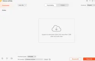 VidJuice UniTube: Downloader screen with supported sites notice