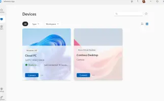 A screenshot showing the devices tab for Windows App on Windows.