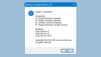 Windows update Blocker Cmd parameters