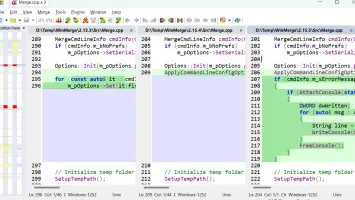 WinMerge: Three-pane source code comparison with highlighted differences