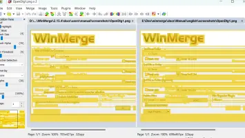 WinMerge: Side-by-side comparison of two dialog screenshots