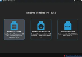 Hasleo WinToUSB main interface - Click Windows To Go USB option to create win to go