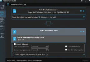 WinToUSB - Select target USB drive or external hard drive for Windows To Go