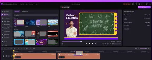 templates in the screen recording and editing software