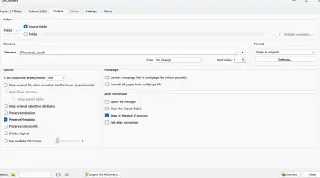 XnConvert: Output settings for format, destination, and conversion options