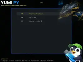 YUMI PY Multiboot USB Creator Boot Menu